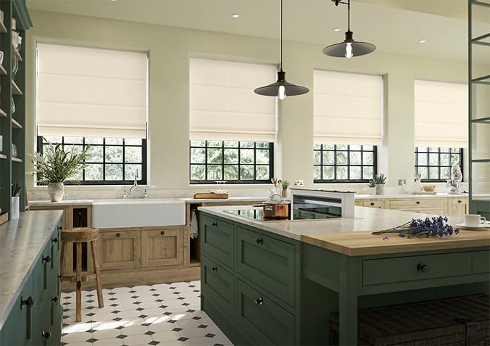 Florence Faux Suede, Fresh Cream - Motorised Roman Blind - Image 6